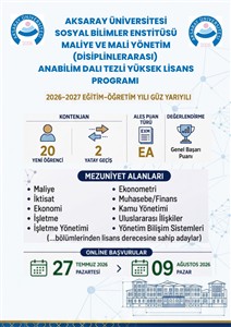 2026-2027 Eğitim-Öğretim Güz Yarıyılı Lisansüstü Öğrenci Alımı Duyurusu